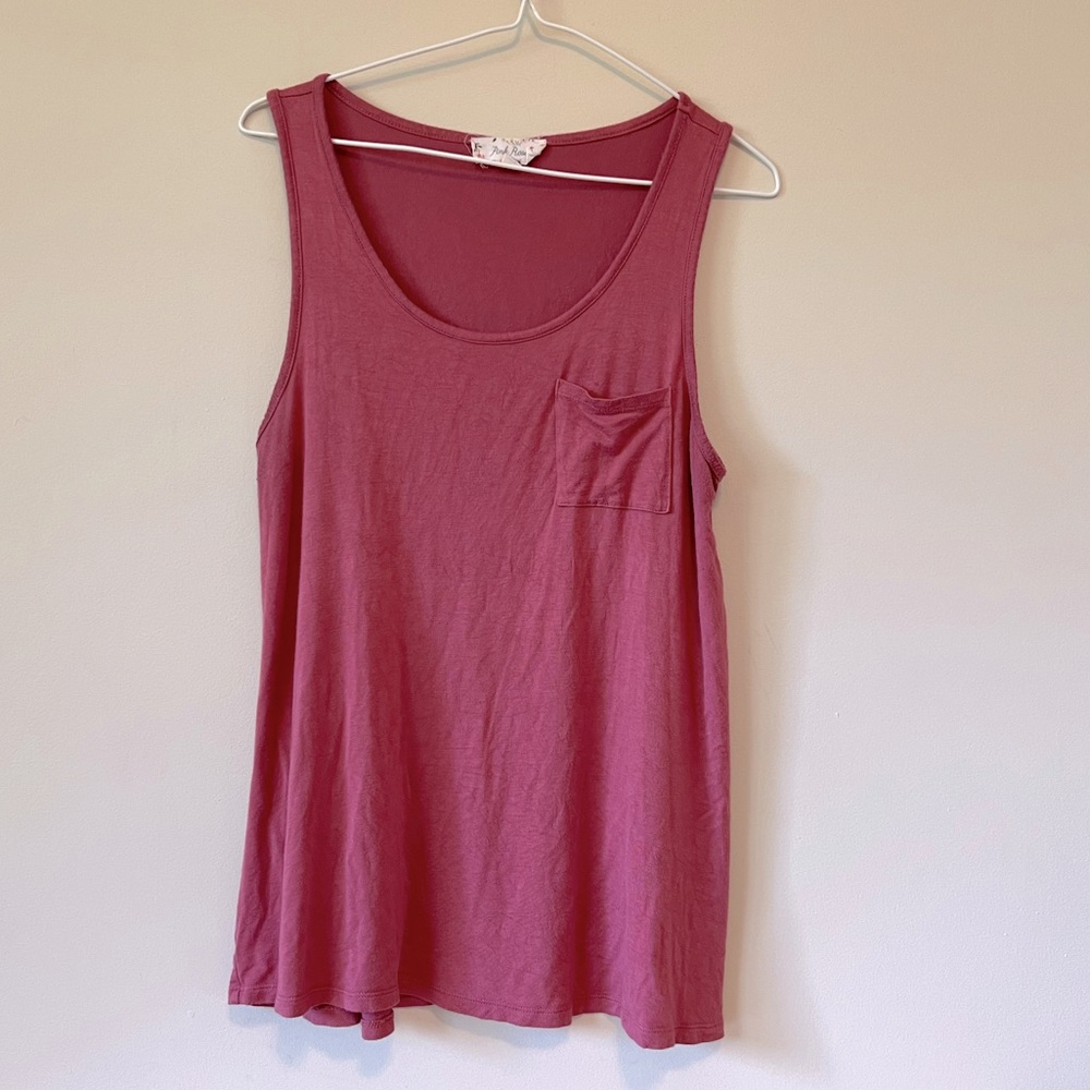Pink Rose Pocket Tank Top
